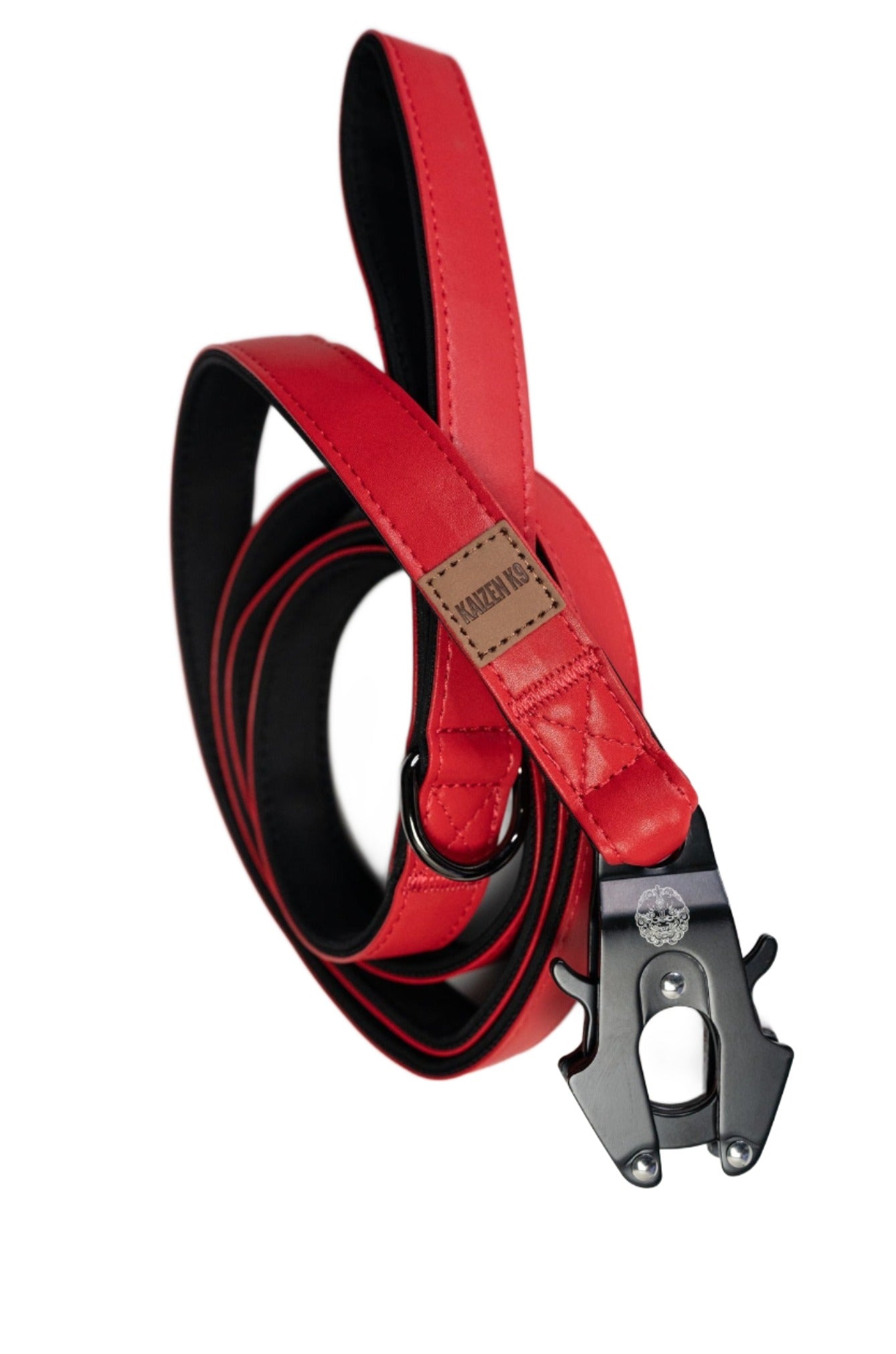 Fire Red - KK9 Leather Leash (6 Foot) - Kaizen K9