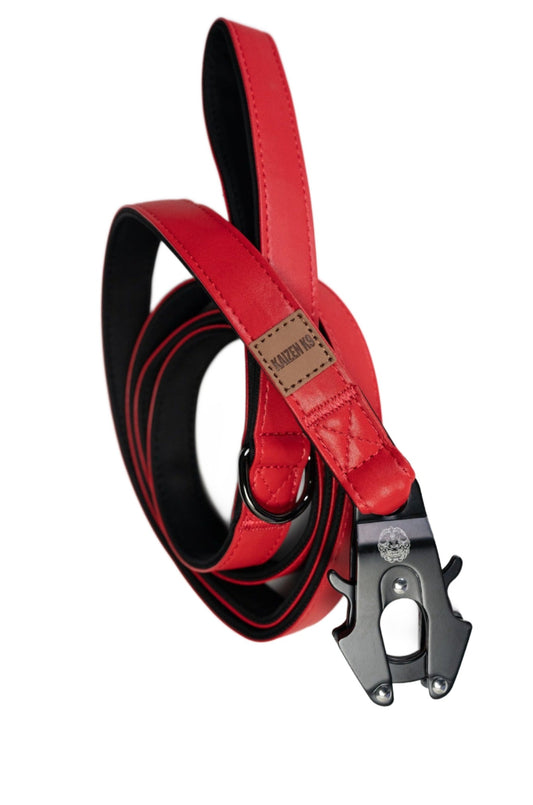 Fire Red - KK9 Leather Leash (6 Foot)