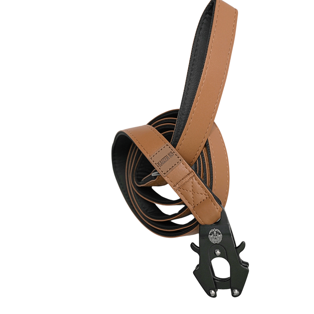 Caramel Brown - KK9 Leather Leash (6 Foot) - Kaizen K9