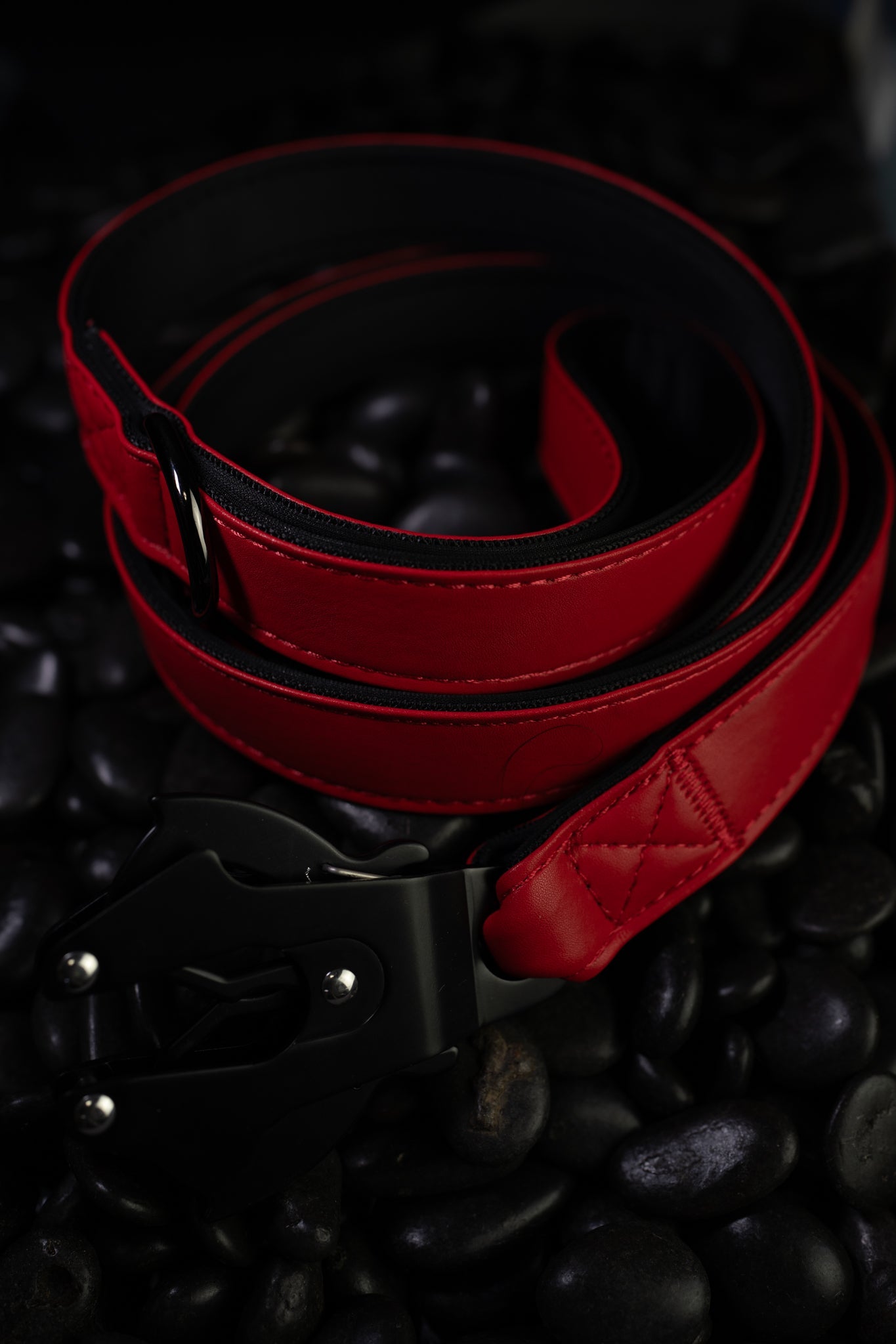 Fire Red - KK9 Leather Leash (6 Foot) - Kaizen K9